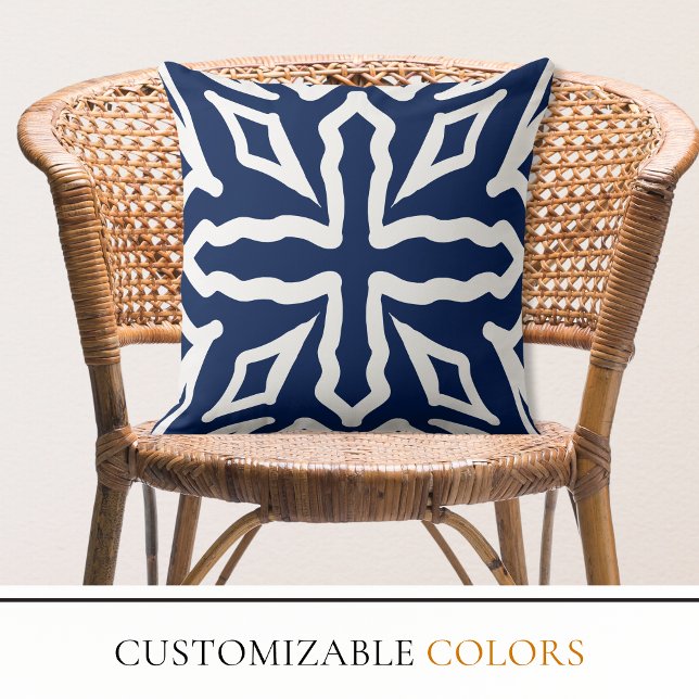 Greek Blue and White Mediterranean Coastal Throw Pillow (Creator Uploaded)