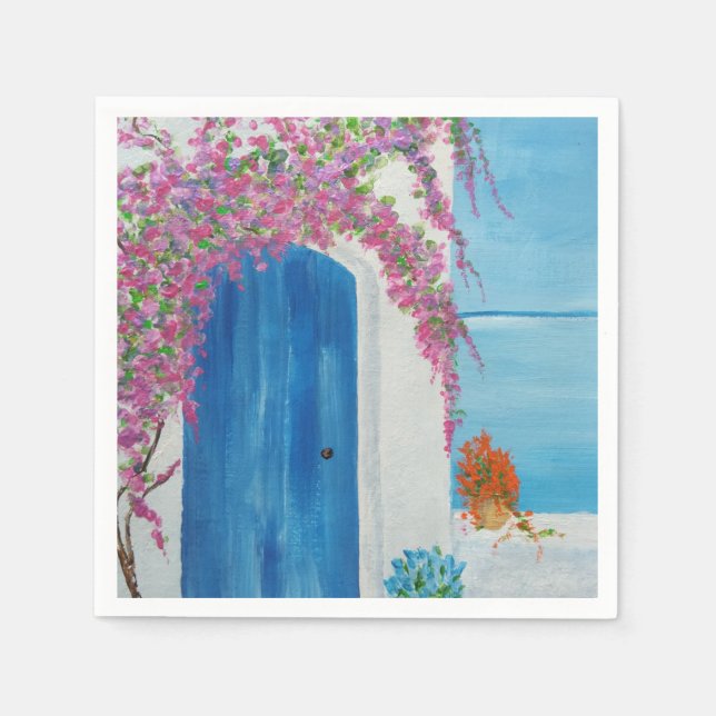 Greek Blue Door Napkin (Front)
