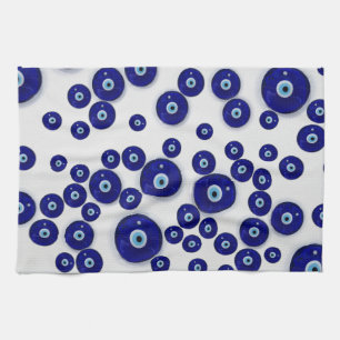 Greek Blue Glass Evil Eye Amulet Kitchen Towel
