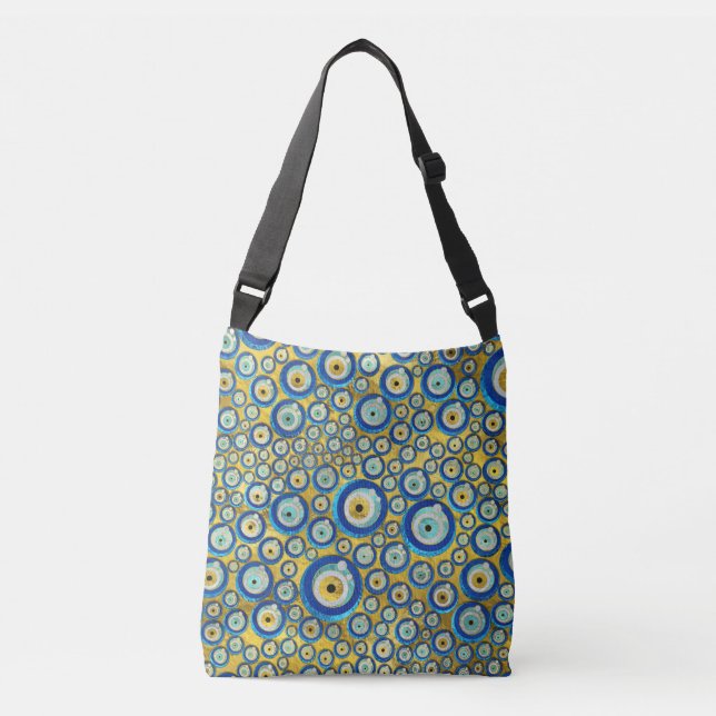 Greek Blue Glass Evil Eye Amulet Pattern Crossbody Bag (Front)