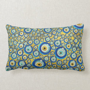 Greek Blue Glass Evil Eye Amulet Pattern Lumbar Pillow