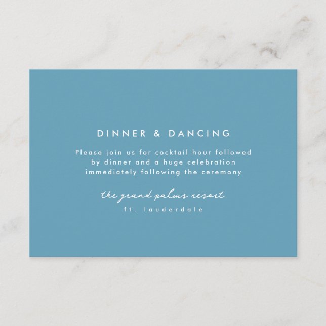 Greek blue tile frame simple wedding reception enclosure card (Front)