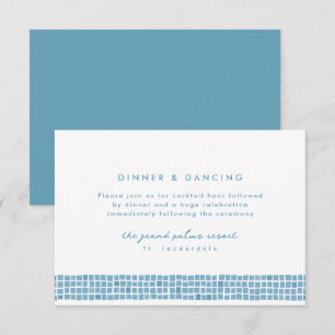 Greek blue tile frame simple wedding reception enclosure card