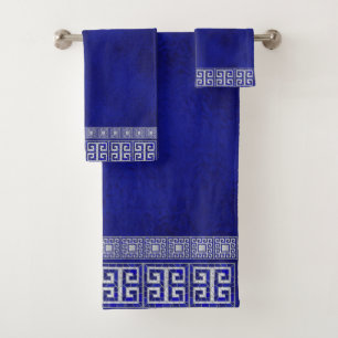 Greek Broken Tile Mosaic Art Border Bath Towel Set