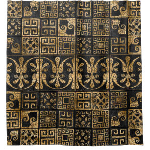 Greek Broken Tile Mosaic Black and gold