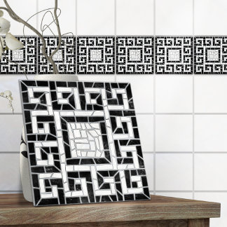 Greek Broken Tile Mosaic Black Marble