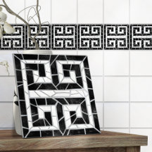 Greek Broken Tile Mosaic Black Marble