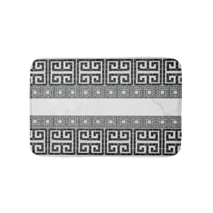 Greek Broken Tile Mosaic Black Marble Bath Mat