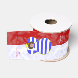 Greek Brown Hair Angel Red White Personalized Text Grosgrain Ribbon