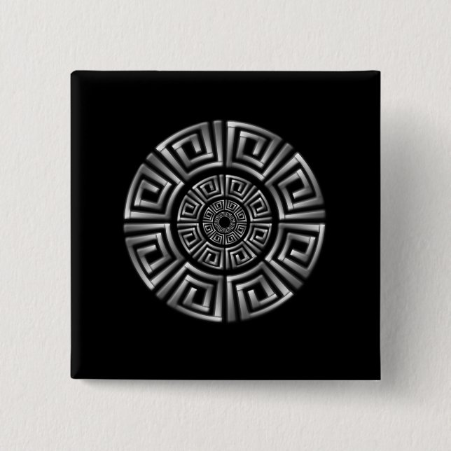 Greek Circle Motif 2 Inch Square Button (Front)