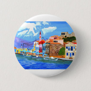 Greek coast 2 inch round button