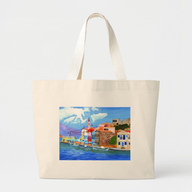 Greek coast large tote bag (Front)