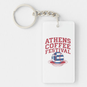 Greek Coffee Baseball Logo Keychain