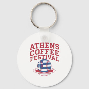 Greek Coffee Baseball Logo Keychain