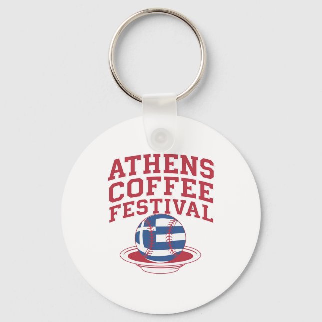 Greek Coffee Baseball Logo Keychain (Front)