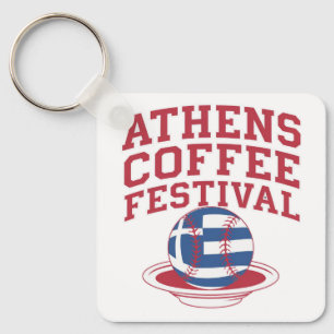 Greek Coffee Baseball Logo Keychain