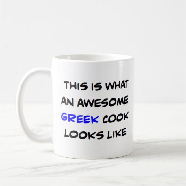 greek cook, awesome coffee mug (Left)