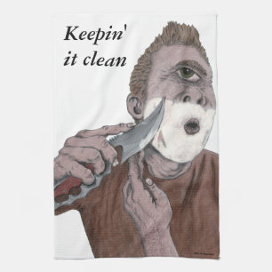 Greek Cyclops Knife Shave Fantasy Kitchen Towel