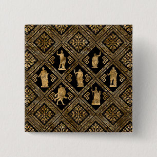 Greek Deities and Meander Key ornament 2 Inch Square Button