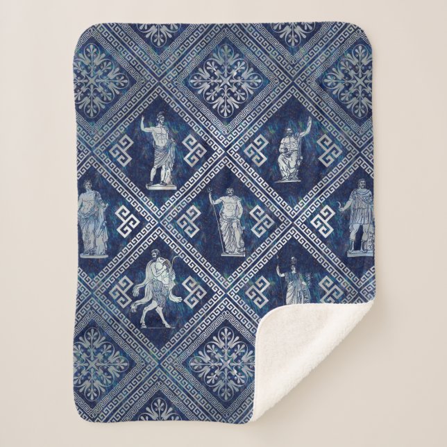 Greek Deities and Meander Key ornament Sherpa Blanket (Front)