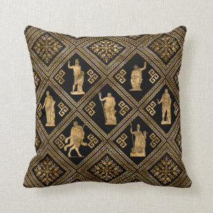 Greek Deities and Meander Key ornament Throw Pillow