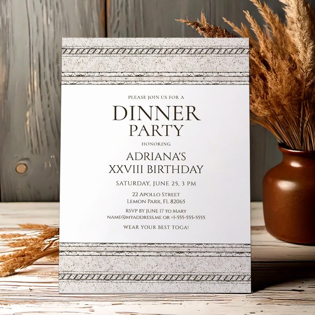 Greek dinner party Invitation with stone elements (Créateur téléchargé)