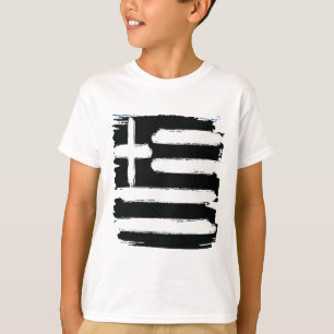 Greek Distressed Black Grunge Vintage Flag Greece T-Shirt