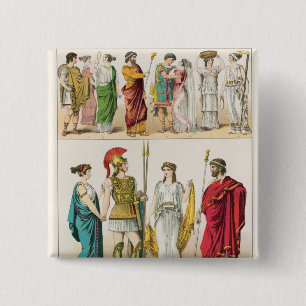Greek Dress, from 'Trachten der Voelker, 1864 2 Inch Square Button