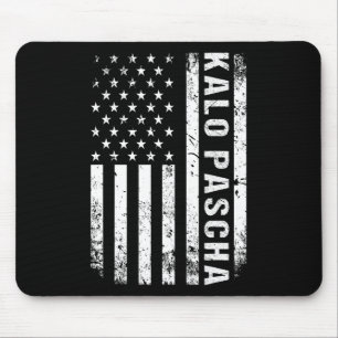 Greek Easter Kalo Pascha Retro Us Flag Greek Ameri Mouse Pad