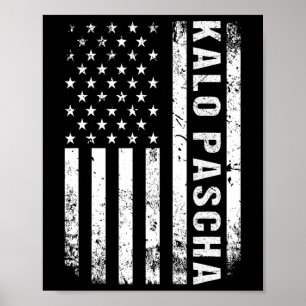 Greek Easter Kalo Pascha Retro Us Flag Greek Ameri Poster