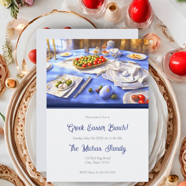 Greek Easter Table Holiday  Invitation (Bring Greek Easter joy to your table with our holiday invitation.)