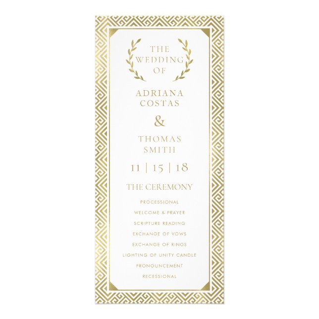Greek Elegance Wedding Program (Front)