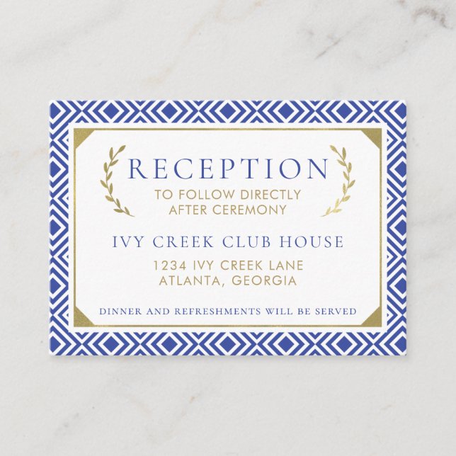 Greek Elegance Wedding Reception Card (Front)