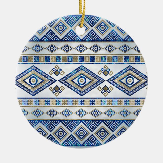 Greek Evil Eye and Meander Key Ornament (Front)