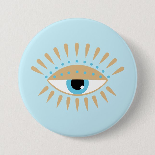 Greek Evil Eye Blue 3 Inch Round Button (Front)