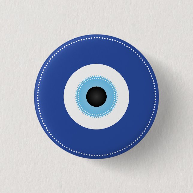 Greek Evil Eye Blue White 1 Inch Round Button (Front)
