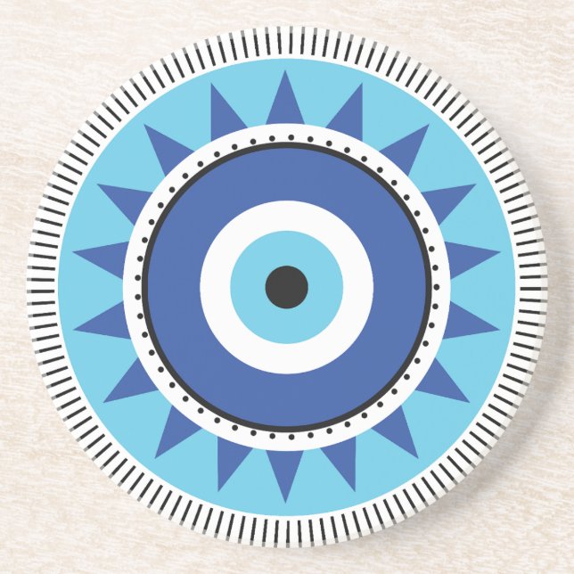 Greek Evil Eye Blue White Coaster (Front)