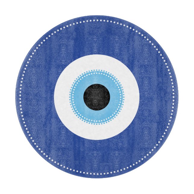 Greek Evil Eye Blue White Cutting Board (Front)