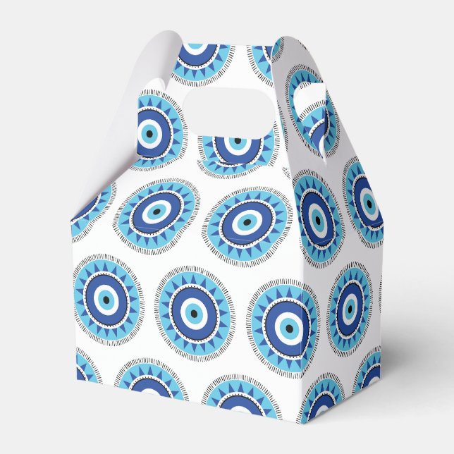 Greek Evil Eye Blue White Favor Box (Front Side)