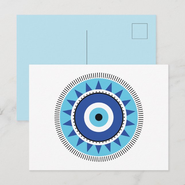 Greek Evil Eye Blue White Postcard (Front/Back)