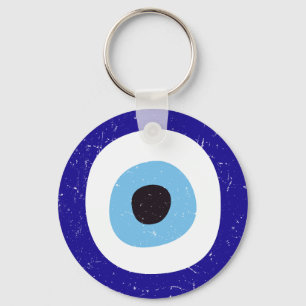 Greek Evil Eye Distressed Design Keychain