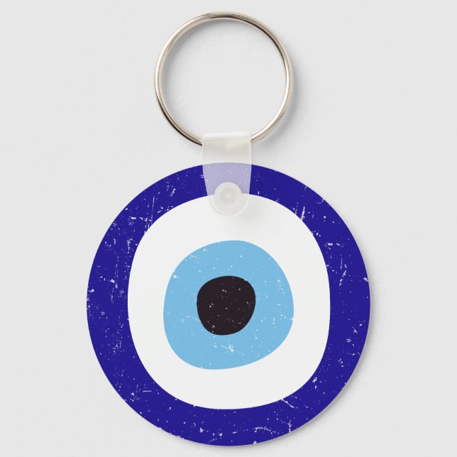 Greek Evil Eye Distressed Design Keychain (Front)