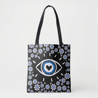 Greek Evil Eye Hamsa Vibes Nazar Amulet Modern Tote Bag