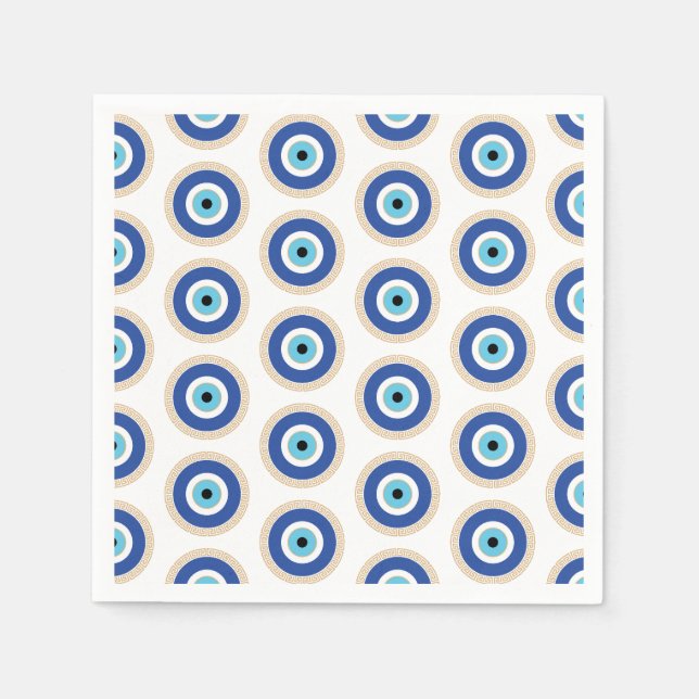 Greek Evil Eye In Greek Key Napkin (Front)