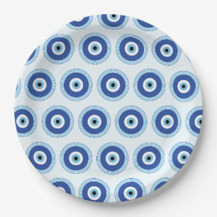 Greek Evil Eye In Greek Key Paper Plate