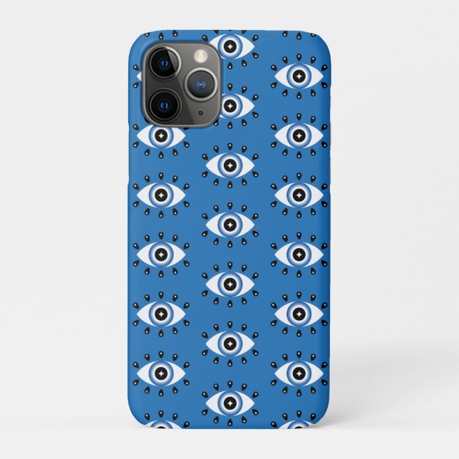 Greek Evil Eye Pattern Blue Black White Case-Mate iPhone Case (Back)