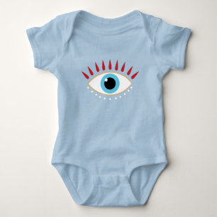 Greek Evil Eye Red Eyelashes Baby Bodysuit