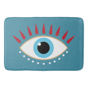 Greek Evil Eye Red Eyelashes Bath Mat