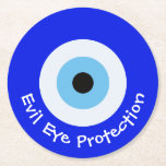 Greek Evil Eye Round Paper Coaster<br><div class="desc">Evil eye symbol (Mati). Protection from curses. Custom text.</div>