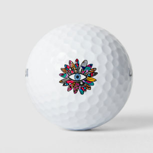 Greek Evil Eye Vibrant Flower Golf Balls